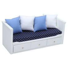Mini Wooden Dollhouse Sofa 18cm for Bedroom & Living Room Decor
