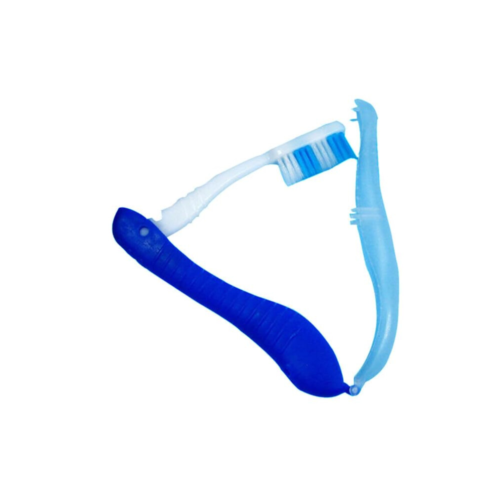 Blue Travel Folding Toothbrush Soft Bristles Compact Hygienic Brush For Camping Hiking