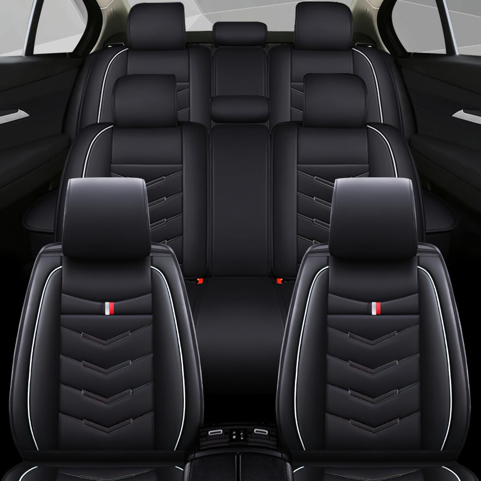 Seat Covers For Kia Telluride 20202025 Leather Waterproof Custom 7Seat Fit Airbag Compatible Black/White 9330225974666