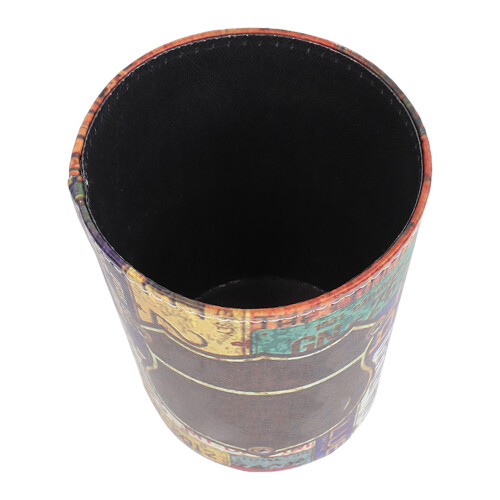 Mini PU Leather Desktop Trash Can 14cm, Vintage Pattern, 15.5cm Height 1