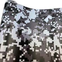 Car Wrap Vinyl Film Black White Square Camouflage, Self Adhesive Air Release Scratch Resistant 15.7x59.8in
