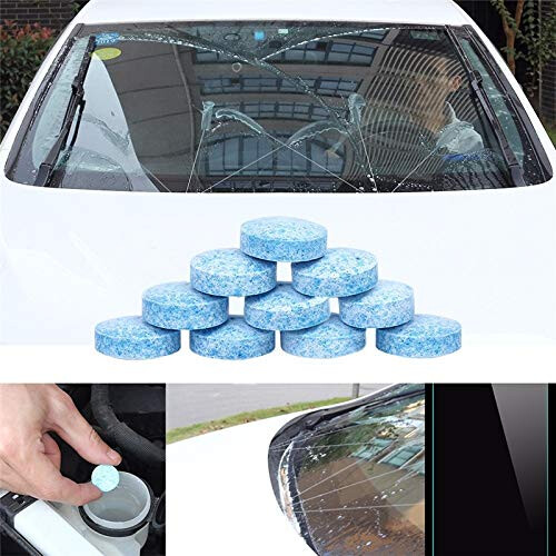 10Pcs Effervescent Windshield Washer Tablets for Deep Glass Cleaning, Fast Dissolving Car Windshield Cleaner 1