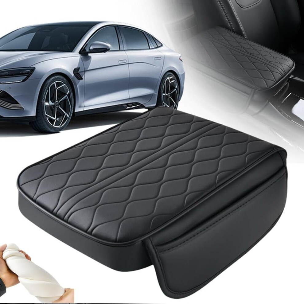 Waterproof Pu Leather Car Armrest Cover With Pocket, Nonslip Cushion Console Protector For Suv Truck Black 9073542695370
