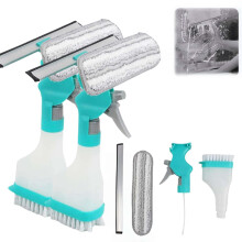 4in1 Glass Cleaner Tool with Builtin Spray System, MultiPurpose Window Cleaning for Home
