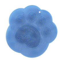 Silicone Back Scrubber and Shower Foot Massage Mat WallMounted NonSlip QuickDry Blue Bath Pad