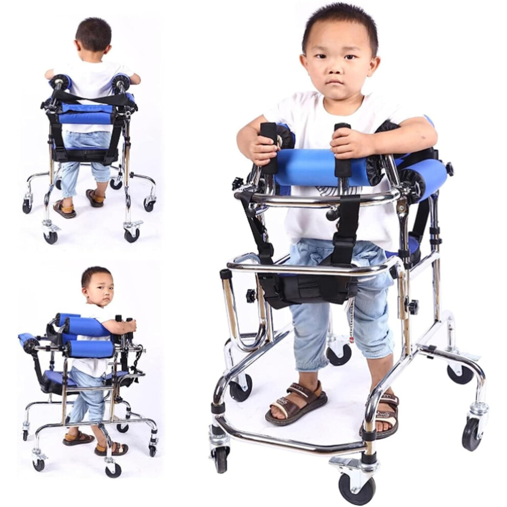 Wheeled Walker for Kids, Folding Height Adjustable SixWheel Mobility Aid with Seat and Brakes