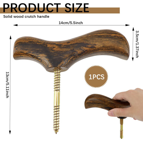 Solid Wood Walking Cane Handle Replacement with Ergonomic Grip, Mexican Yellow Pear Wood Head 1