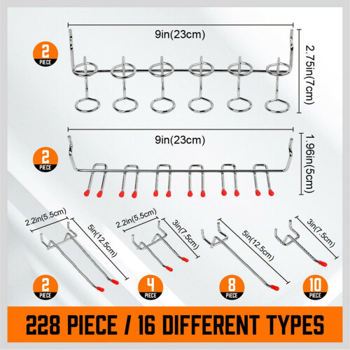 456 Pcs Pegboard Hooks Assortment with Metal Hooks Sets, Pegboard Bins, Peg Locks for Organizing Storage System Tools 1