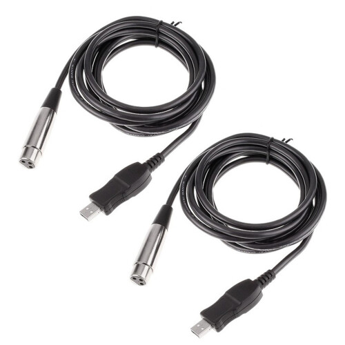 2X  USB Stecker Auf XLR Buchse Mikrofon USB MIC Link Kabel Neu