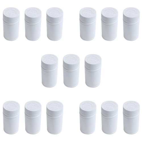 Plastic Empty Medicine Bottles Pill Tablet Container Holder 15Pcs White
