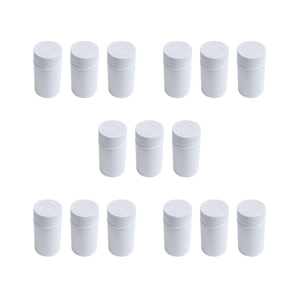 White Plastic Empty Medicine Bottles Pill Tablet Container Holder 15Pcs