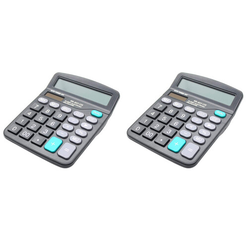 2X Desk Calculator, 12-Digit Solar Battery Office Calculator with Large LCD Display  Sensitive Button