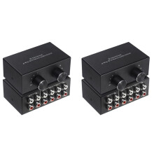 2X Bi-Directional 4-Way RCA Stereo Audio L/R Sound Channel Audio Switcher,2 in 4 Out or 4 in 2 Out Audio Splitter