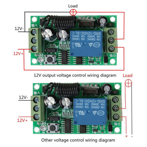 5X  12V 10A 1Ch Wireless Remote Control  System Receiver Transmitter 2 Buttons Waterproof Remote 433Mhz 1