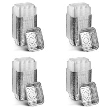 4set Disposable Takeaway Pan with Transparent Lid, Rectangular Aluminum Foil Tray, Tightly Sealed, 410ml Capacity