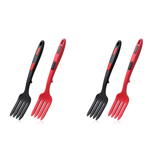 4X Silicone Flexible Fork, Heat-Resistant Cooking Fork Tools Dishwasher Safe Kitchen Fork Kitchen Non Stick Fork for Mix