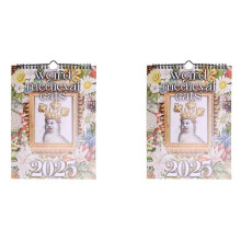 2X 2025 Medieval Cats Calendar Weird Cats Calendar Rolig Väggkalender Nyårspresenter för Heminredning