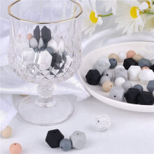 200 Pezzi di Perline in Silicone Rotonde Ed Esagonali, Kit per la Produzione di Perline in Silicone per Gioielli Portachiavi DIY DIY