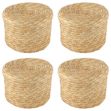 4X Cesto Portaoggetti Intrecciato con Paglia Intrecciata Cesto Portaoggetti Cesto Portaoggetti Rustico Rustico Finitura Marrone Naturale Cesto