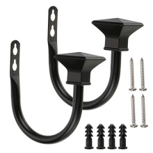 Set of 2 Square Metal Decorative Curtain Hold Backs, Wall Mounted Window Drapery Tiebacks for Bedroom, Livingroom, Office Come with Screws, Black