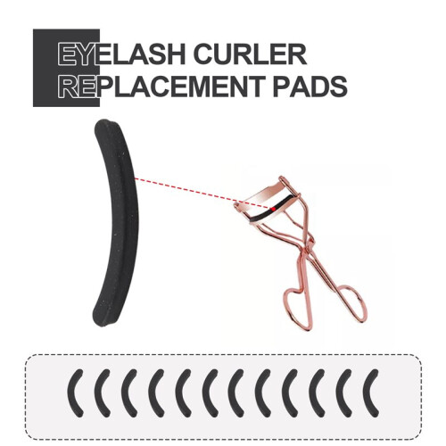12 Pcs Black Rubber Makeup Tool Eyelash Curler Replacement Pads for Lady