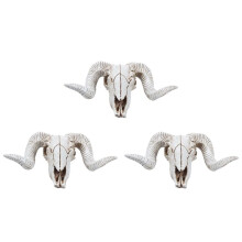 3X Resin Sheep Skull Wall Hanging 3D Animal Longhorn Sculpture Figurines Crafts Horns