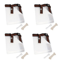 4pcs 8X10 FT Clear Waterproof Tarps Heavy Duty Outdoor Garden Rainproof Covering,Clear Vinyl Tarp with Grommets