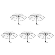 5X Automatic Umbrella Rain Women Men Sun Rain Auto Umbrella Compact Folding Windproof Style Transparent + Black Border