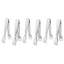6 Pcs Stainless Steel Ice Tongs with Sawteeth for Ice Bucket Ice Sugar Cubes Coffee Bar Food Serving