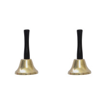 2X Goldene Stahlhandglocke, Lauter Rufglockenalarm, Familienliebe, Musikalische Handglocken, Kuhglocken mit Stockgriff-A