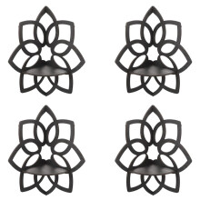4X Lotus-Eckregale, Wand-Eckregale mit Holzblumen, Schwebende Regale, Kristall-Ausstellungsregal, Boho-Wand-Eckregale