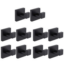 10-Pack Matzwarte Handdoekhaak Roestvrij Staal Badkamer Roestbestendig Kleding Handdoek Kapstok Wandgemonteerd Vierkant Toilet Keuken Zware Deurhanger