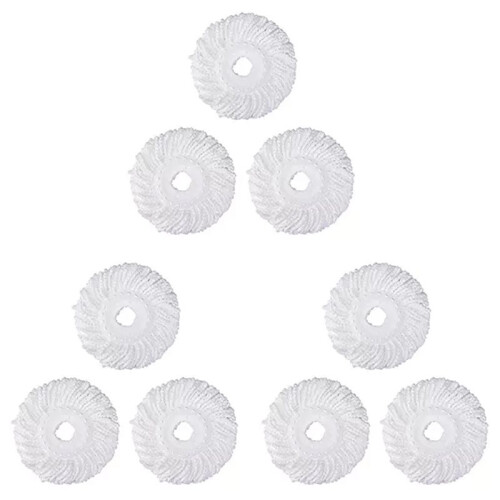 Mop Micro- Refill for 360 Spin Magic Mop-Microfiber Replacement Mop -Round Shape Standard Size (White-9 Pack)
