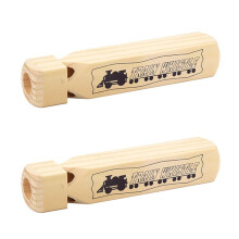 2X Solid Wood Train Whistle 4 Tone, Role Lover Wooden Whistle for Educational Party