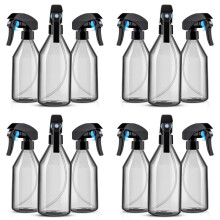 Plastic Spray Bottles for Cleaning Solutions,10OZ Reusable Empty Container with Durable Black Trigger Sprayer, 12Pack