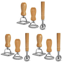 9X Ensemble de Coupe-Pâtes à Raviolis, Fabricant de Timbres à Raviolis avec Manche en Bois pour Raviolis, Pâtes, Boulettes de Lasagne, Pierogi