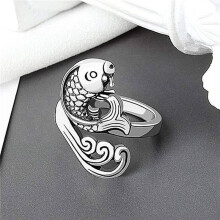 6 StüCk Verstellbare Stricken Schlaufe Ring-Pfau Goldfisch ÖFfnen Finger Ring, HäKel Finger Garn Halter, Garn FüHrung Finger Halter