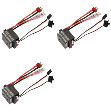 3X RC Hobby 60A ESC Geborstelde Motorsnelheidsregelaar met 2A BEC Hoogspanning 6-12V Borstel ESC voor RC Schip en RC Auto ESC,B