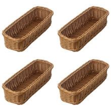4X Desktop Cutlery Storage Basket Woven Basket Restaurant Tableware Drain Storage Box Tableware Storage Basket, Brown