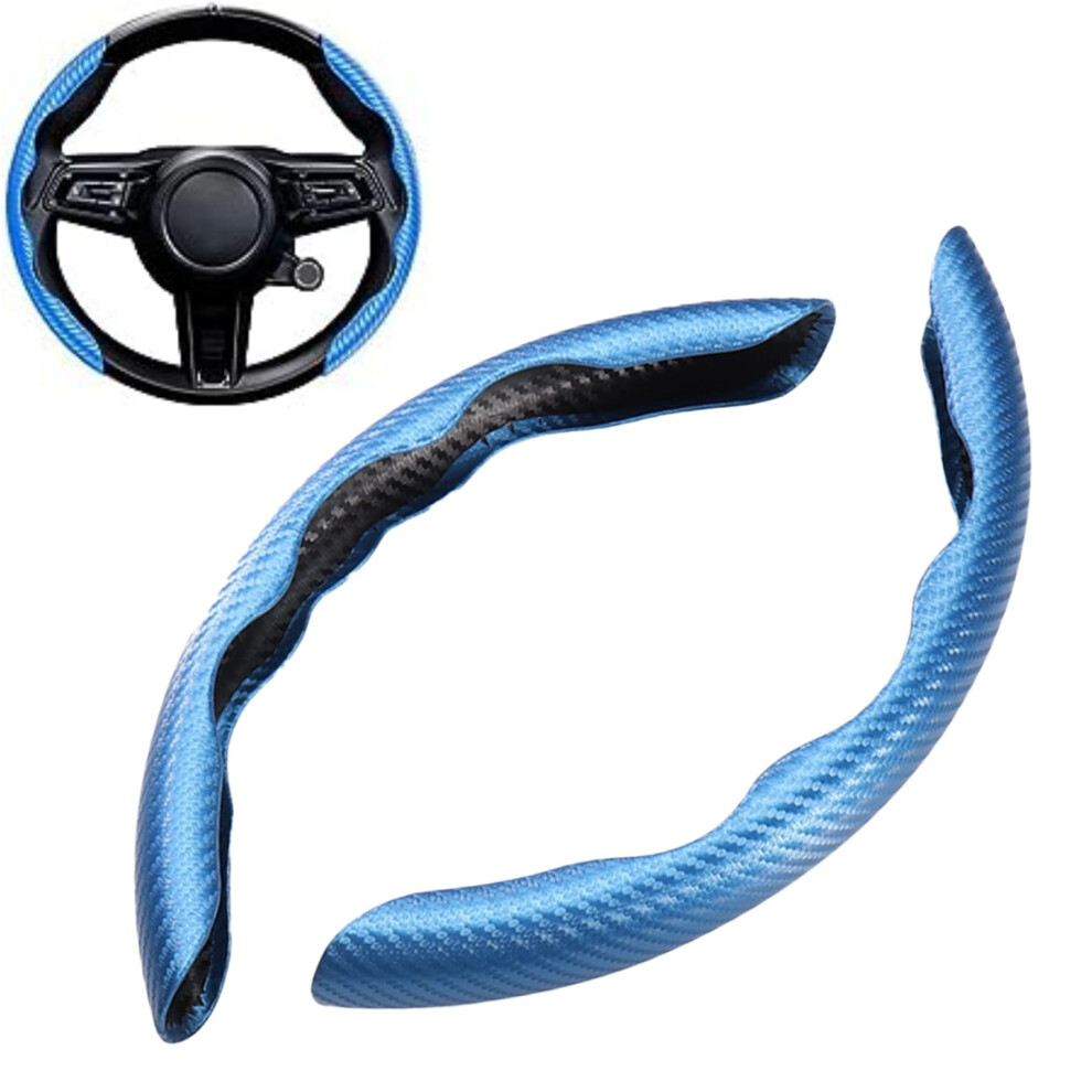 Carbon Fiber Car Steering Wheel Cover Antislip Breathable Grip For Fiat Scudo 20002025 Blue 9092120237337
