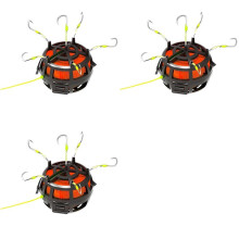3X Reverse Bottom Bait Cage Fishing Hook 360 Rotating Carp Feeder Rig 6-Hooks for Carp Catfish