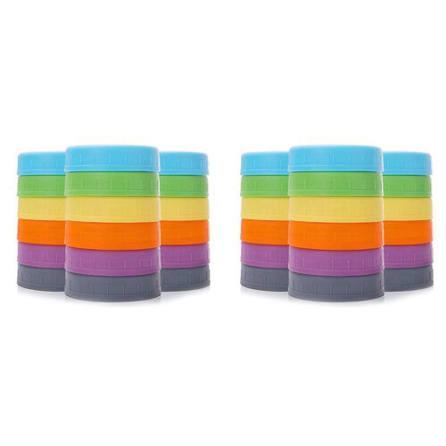 36Pcs Plastic Regular Mouth Jar Lids for , Kerr and More with Rings - Colored Plastic Storage Cap