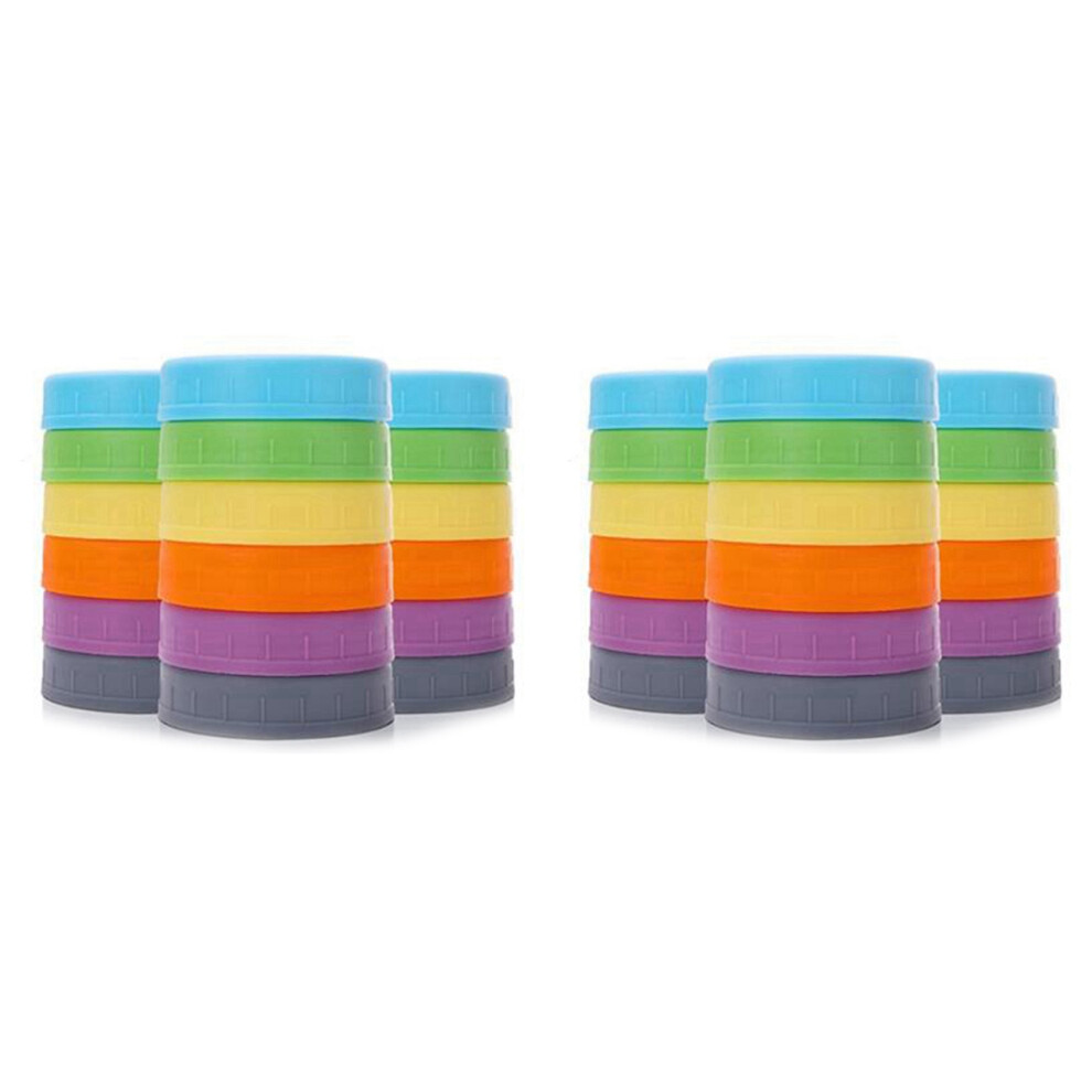36Pcs Plastic Regular Mouth Jar Lids For Kerr And More With Rings - Colored Plastic Storage Cap 6033000178541
