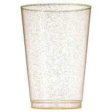 150 St 10OZ Guld Plastmuggar, Engångs Guld Glitter Plastmuggar, Klara Plastmuggar Tumlare, Bröllopsmuggar Festmuggar