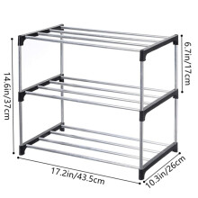 3X Petite ÉtagèRe à Chaussures Empilable, Entrée, Couloir et Placard, Rangement et Organisation Peu Encombrants (3 Niveaux, Noir)