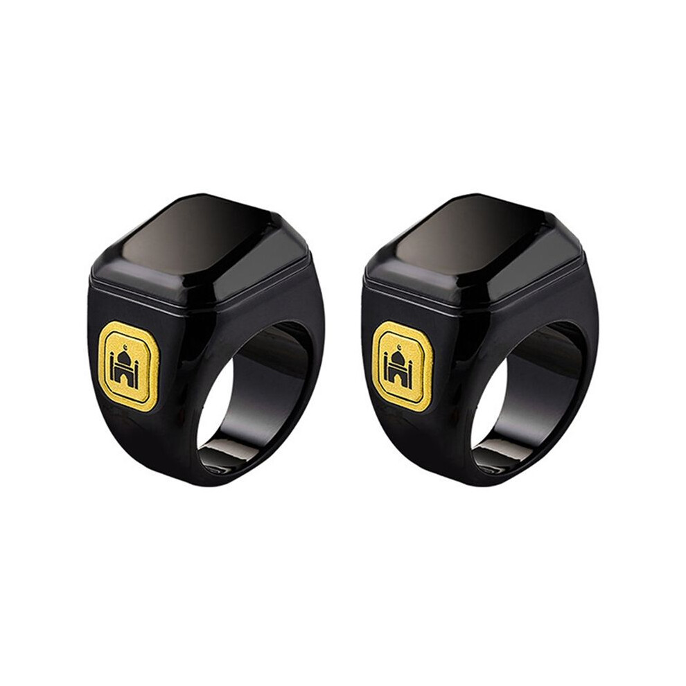 2X Ring Electronic Finger Counter Worship Reminder Count Prayer Finger Ring Counter 18Mm Black 6031337425116