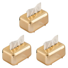 3X Luxury Golden Tissue Boxes Storage Napkin Holder Paper Case Organizer Ornament Desktop