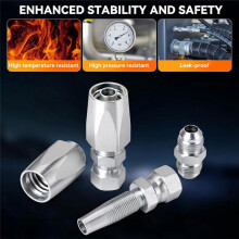 3Pcs Hydraulic Hose Field Repair Kit,1/4In,3/8In,1/2In and Small Repair Parts,Reusable Hydraulic Repair Fittings