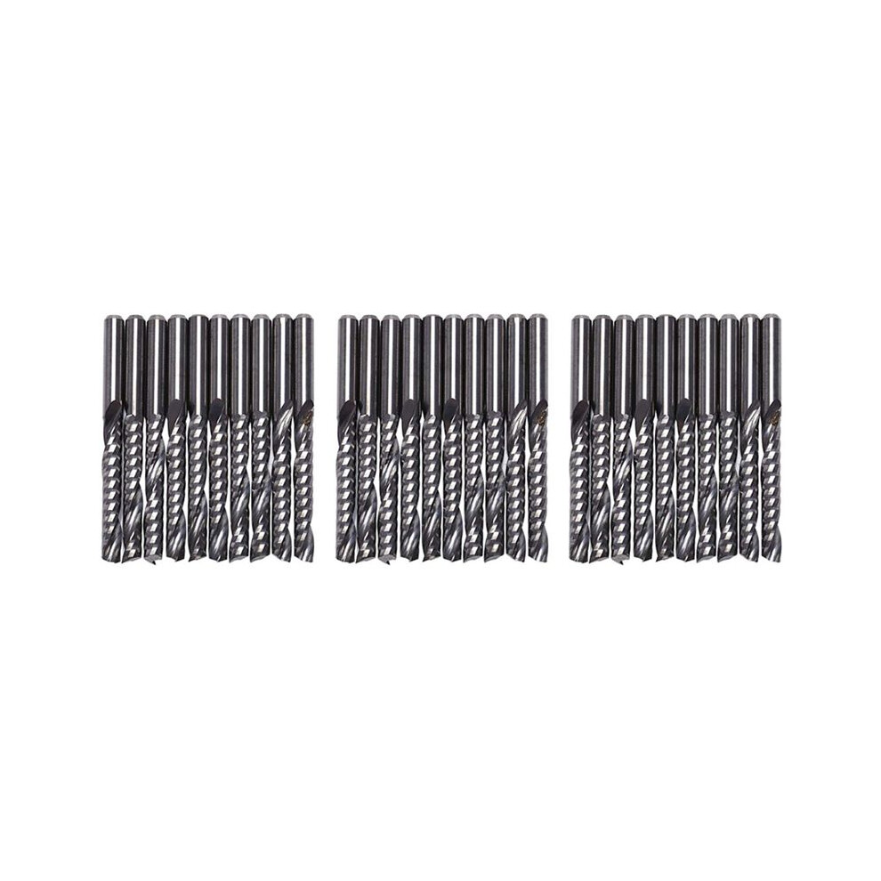 30Pcs Cnc Router Bits 3.175 X 22Mm Single Flute Spiral Carbide Cnc Router Bits Milling Cutter 4711371837138