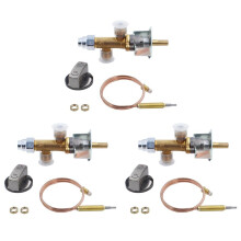 3sets 5/8Inch (3/8Inch Swivel Flare) Mannelijke Flare Gas Veiligheidsregelklep Thermokoppel Montageset voor Lage Druk Propaan Fire Pit